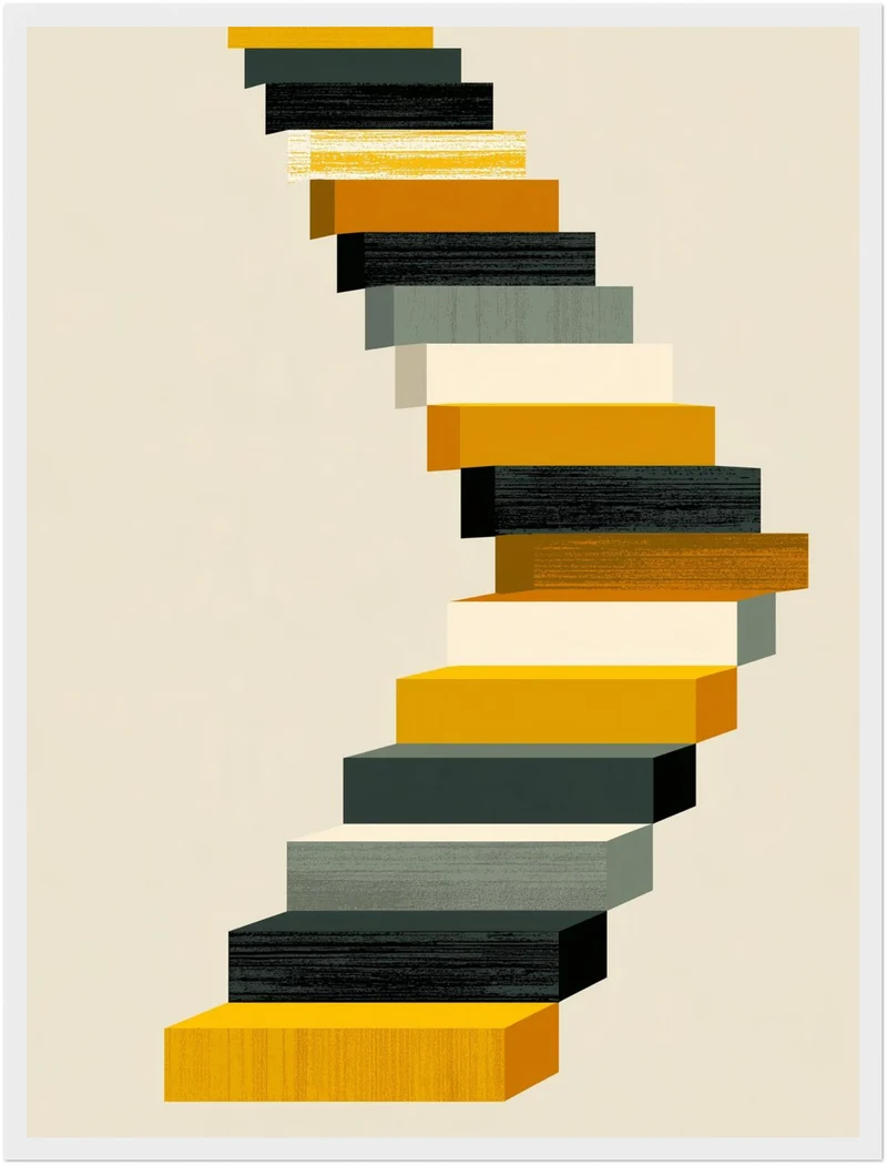 Geschwungene Treppe Retro Poster