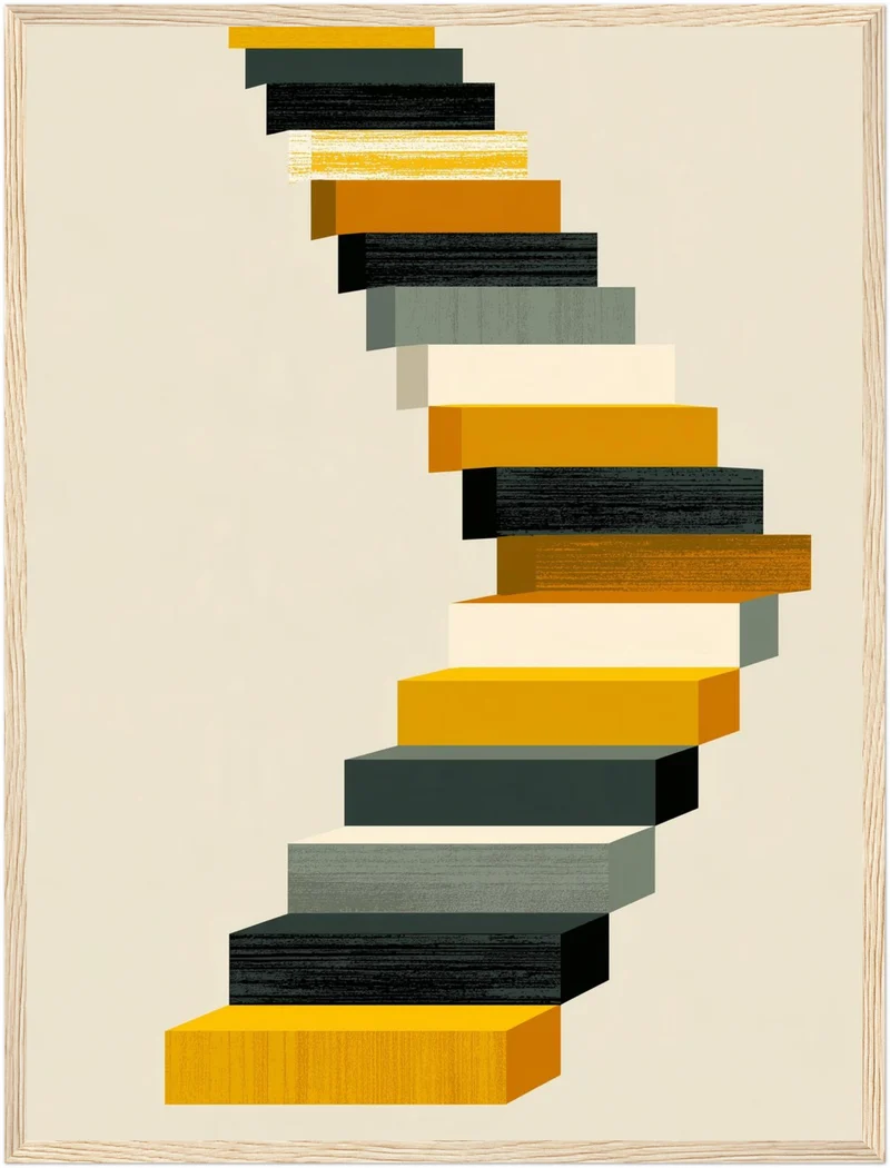 Geschwungene Treppe Retro Poster
