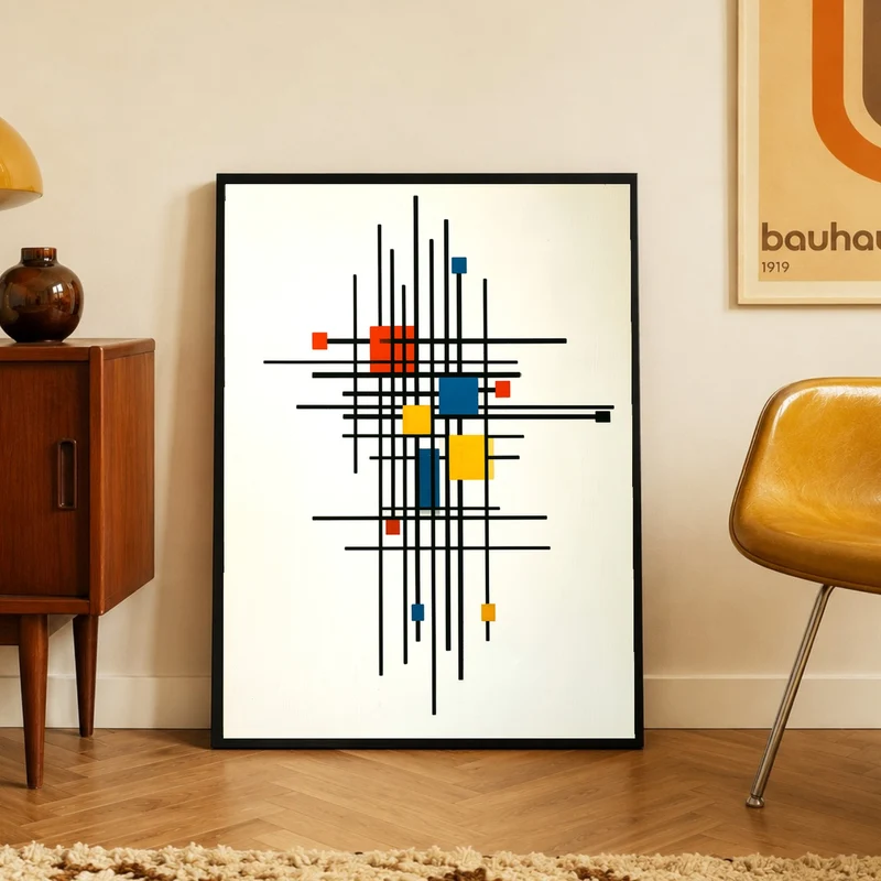 Rotes Blau im Raster Poster