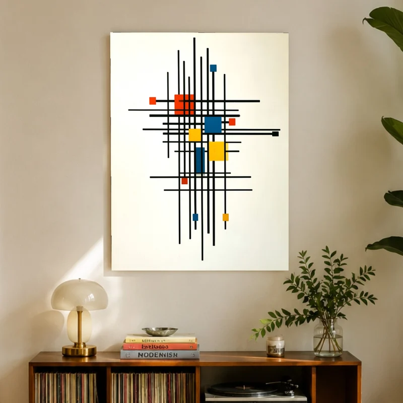 Rotes Blau im Raster Poster