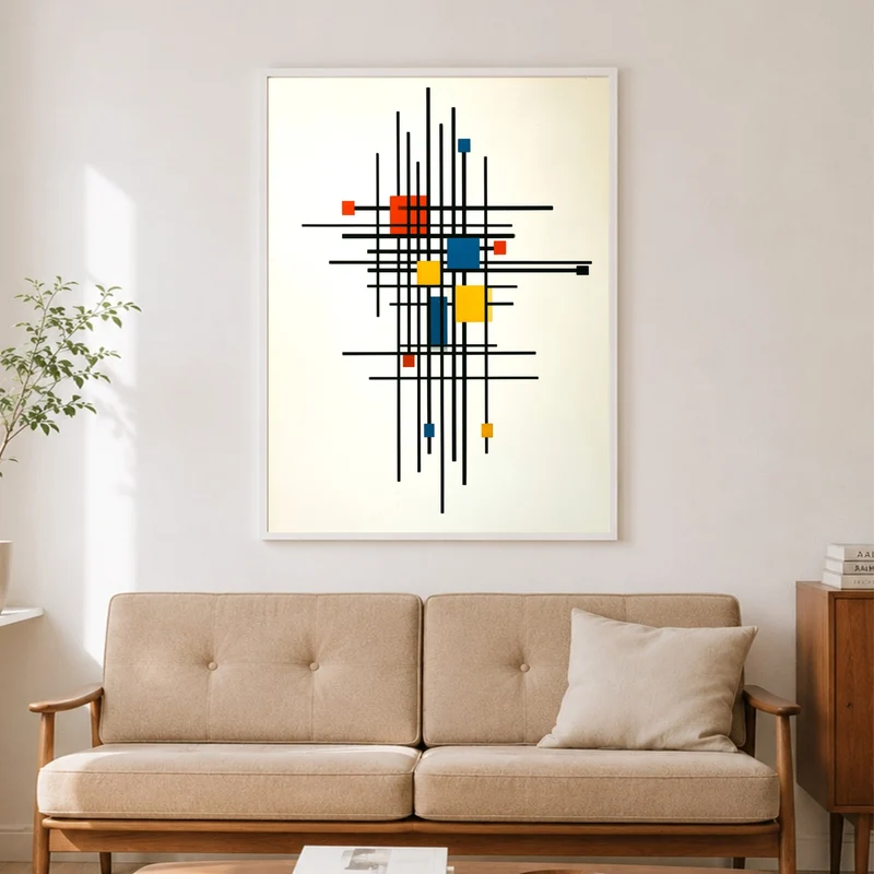 Rotes Blau im Raster Poster