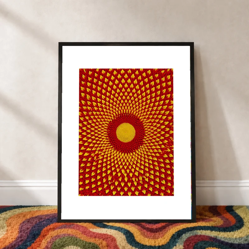 Goldenes Blütenrad psychedelisch Poster