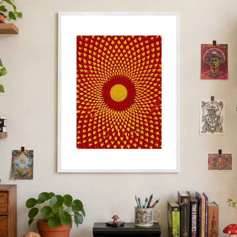 Goldenes Blütenrad psychedelisch Poster