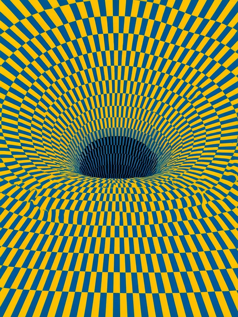 Psychedelischer Strudel in Gelb-Blau Leinwand