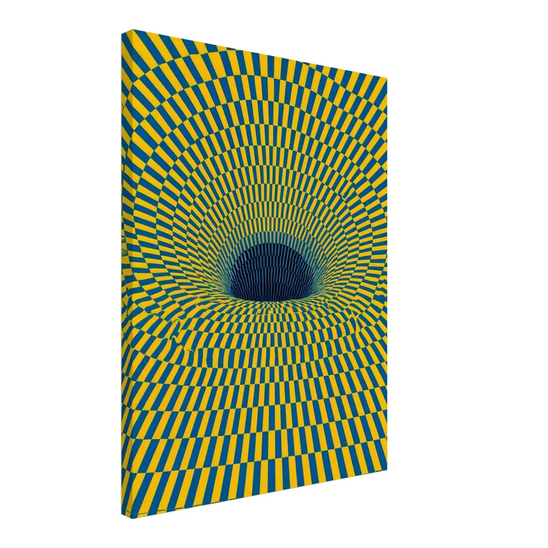 Psychedelischer Strudel in Gelb-Blau Leinwand