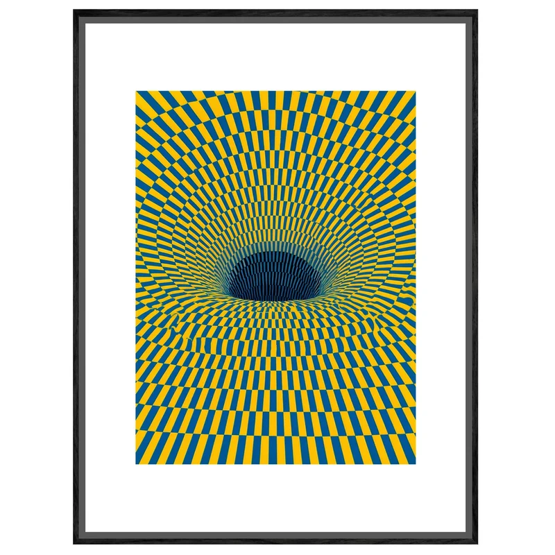 Psychedelischer Strudel in Gelb-Blau Leinwand