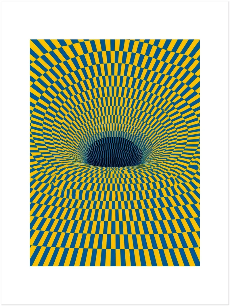 Psychedelischer Strudel in Gelb-Blau Poster