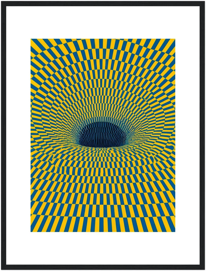 Psychedelischer Strudel in Gelb-Blau Poster