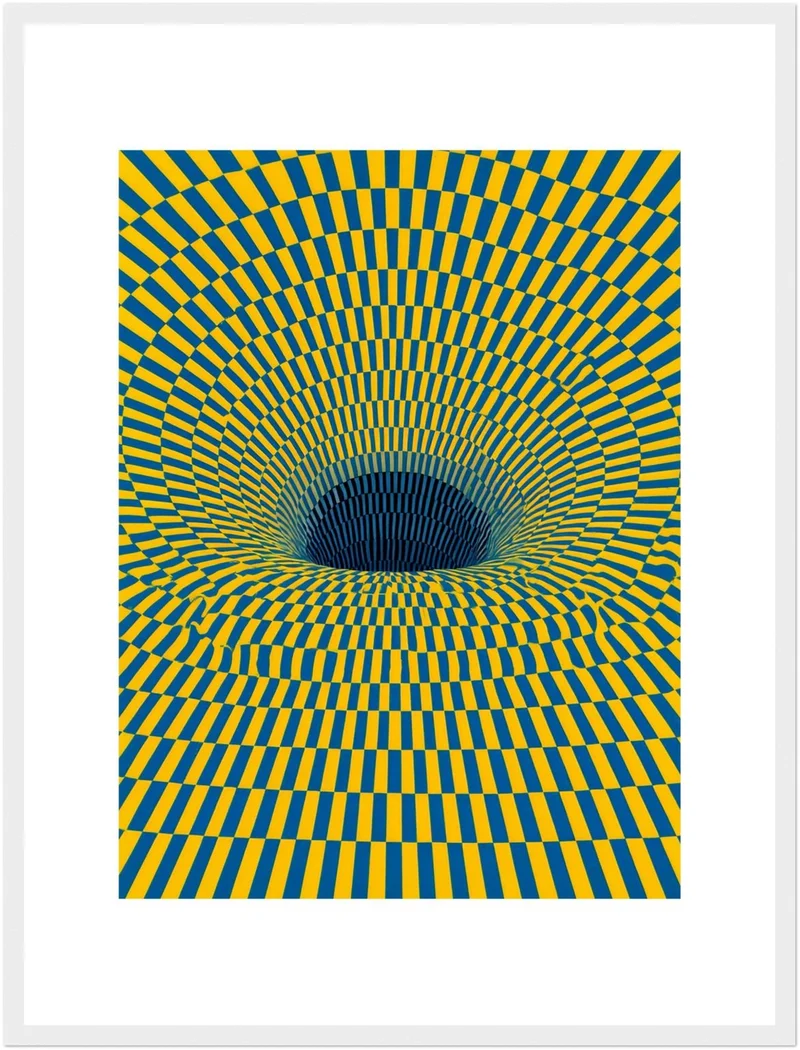 Psychedelischer Strudel in Gelb-Blau Poster