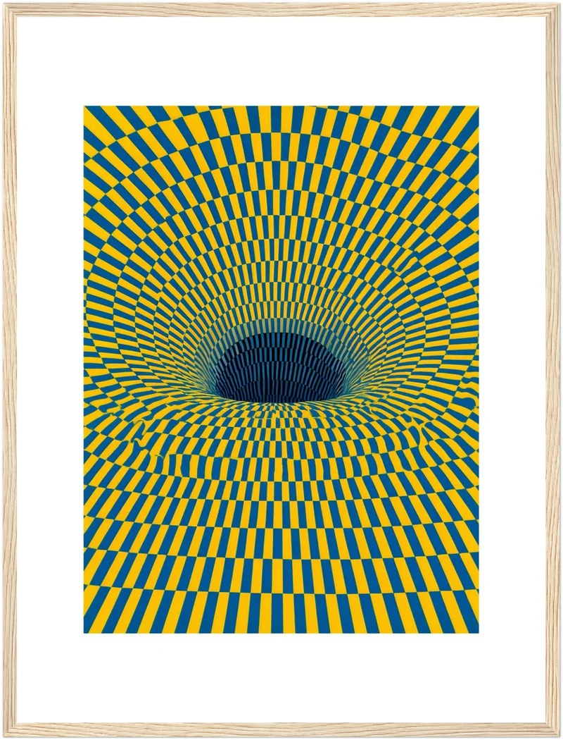 Psychedelischer Strudel in Gelb-Blau Poster