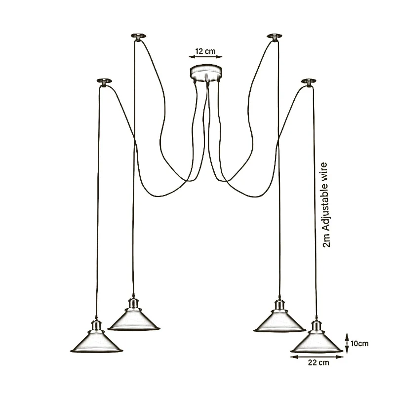 LEDSONE Spinnenlampe Pendelleuchte 1 - 8 Wege Grau ~3949
