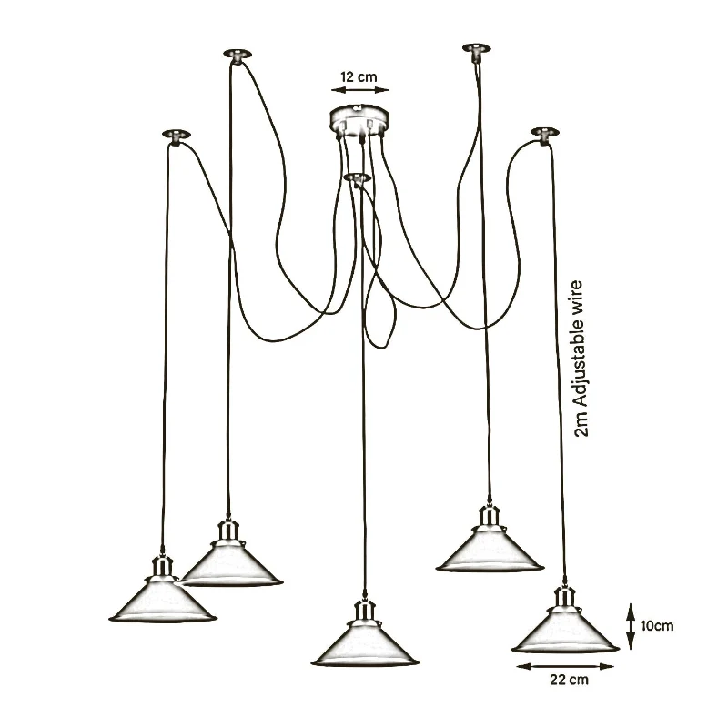 LEDSONE Spinnenlampe Pendelleuchte 1 - 8 Wege Grau ~3949