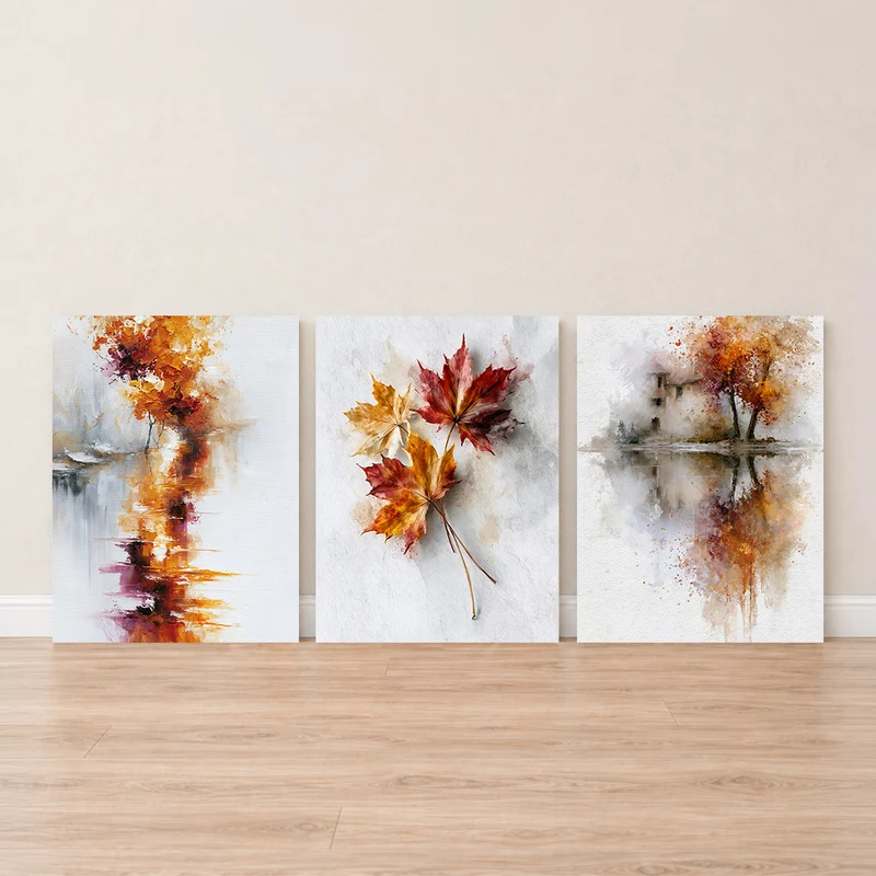 Herbstbaum Leinwand Set – Aquarell (3er)