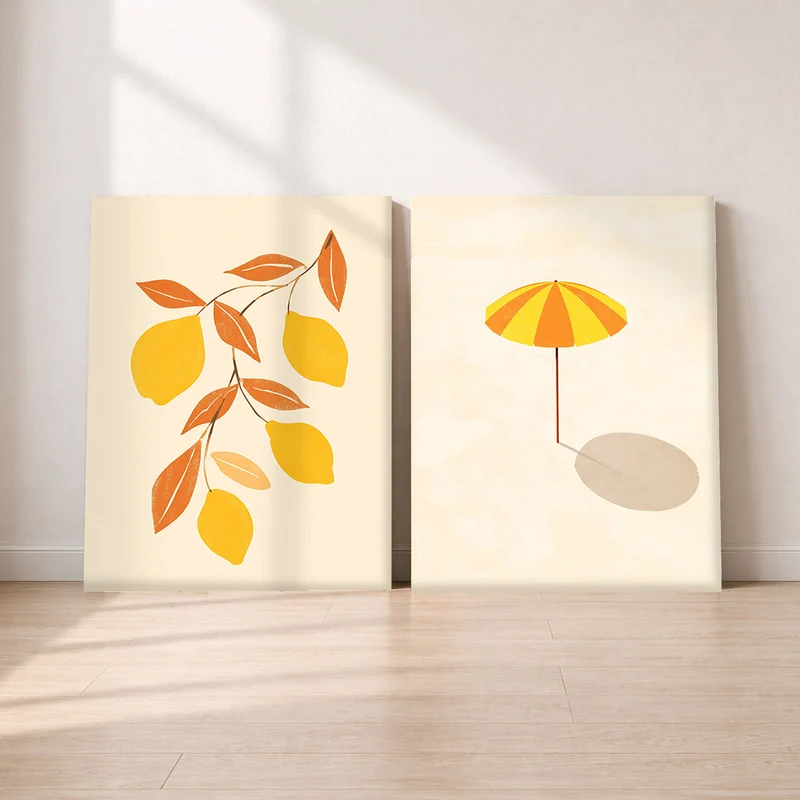 Sommer Gelb-Orange Leinwand Set