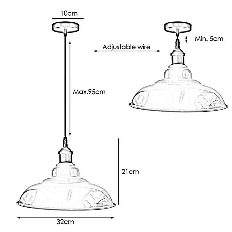 Vintage Fabriklampe – Industrie Pendelleuchte Esstisch Retro | Ø32cm | E27 ~3948