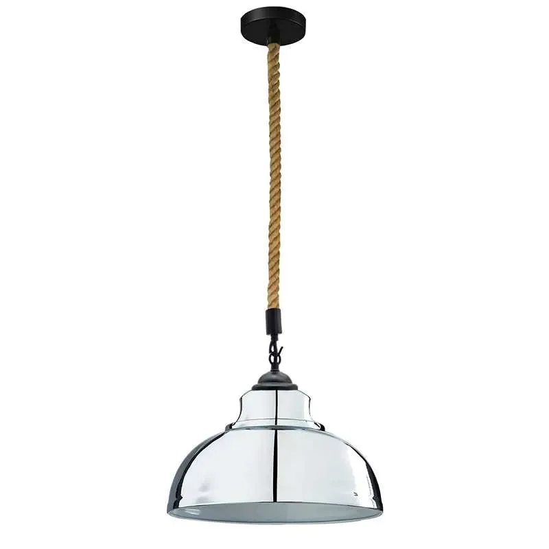 Industrial Hanfseil Hängeleuchte 2m | Vintage Metal Kuppelschirm E27 ~3827