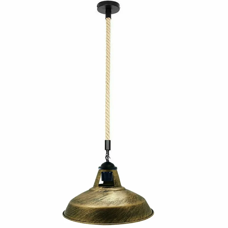 LEDSone Industrielle Hanfseil-Hängeleuchte mit Scheunenstil Pendelleuchte ~3821