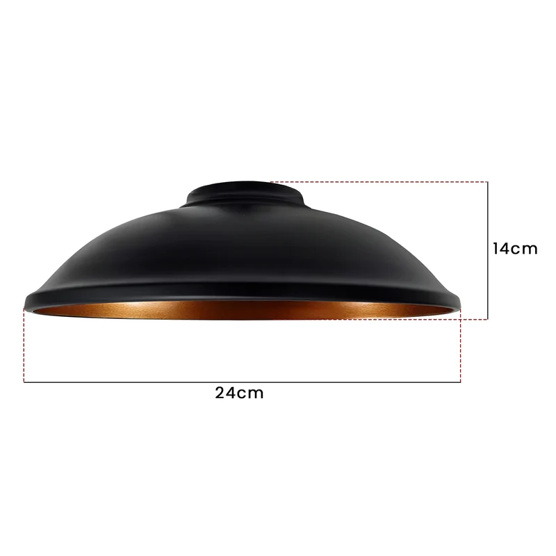 Industrie lampenschirm Set Schwarz Gold E27 | Metall Ersatzschirme einzeln ~3858