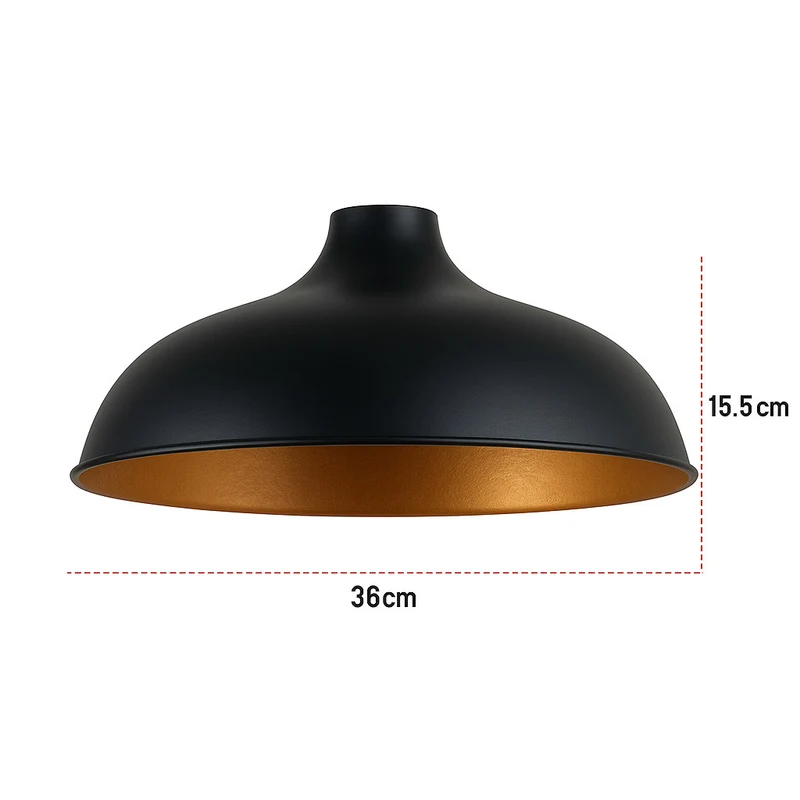 Industrie lampenschirm Set Schwarz Gold E27 | Metall Ersatzschirme einzeln ~3858