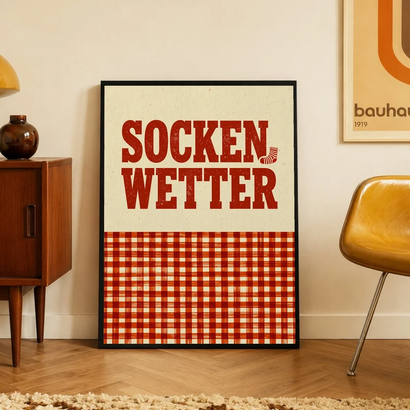 Sockenwetter Retro Karomuster Poster