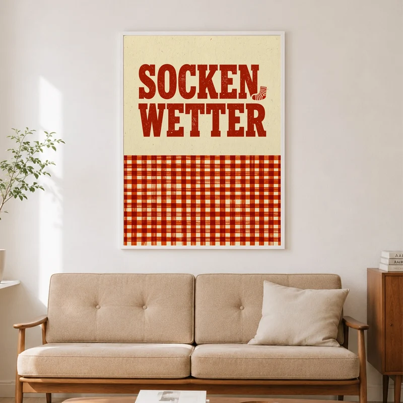Sockenwetter Retro Karomuster Poster