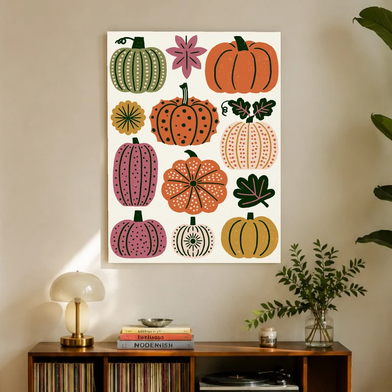 Retro Kürbisse im Herbst Leinwand