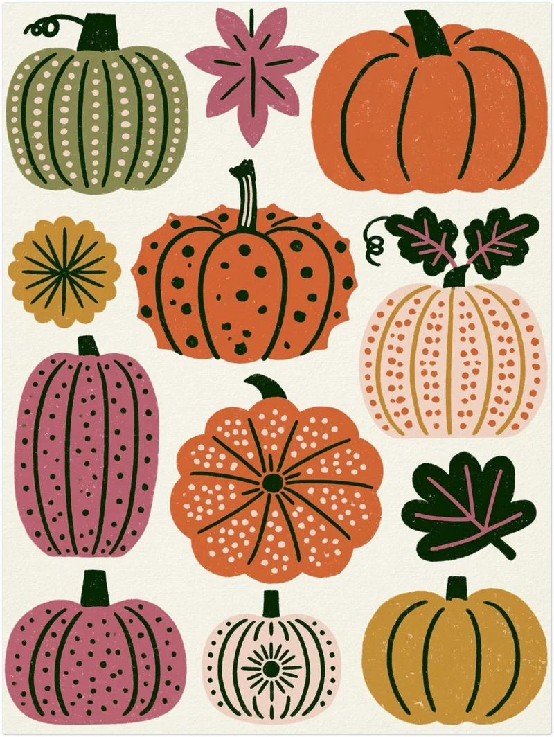 Retro Kürbisse im Herbst Poster