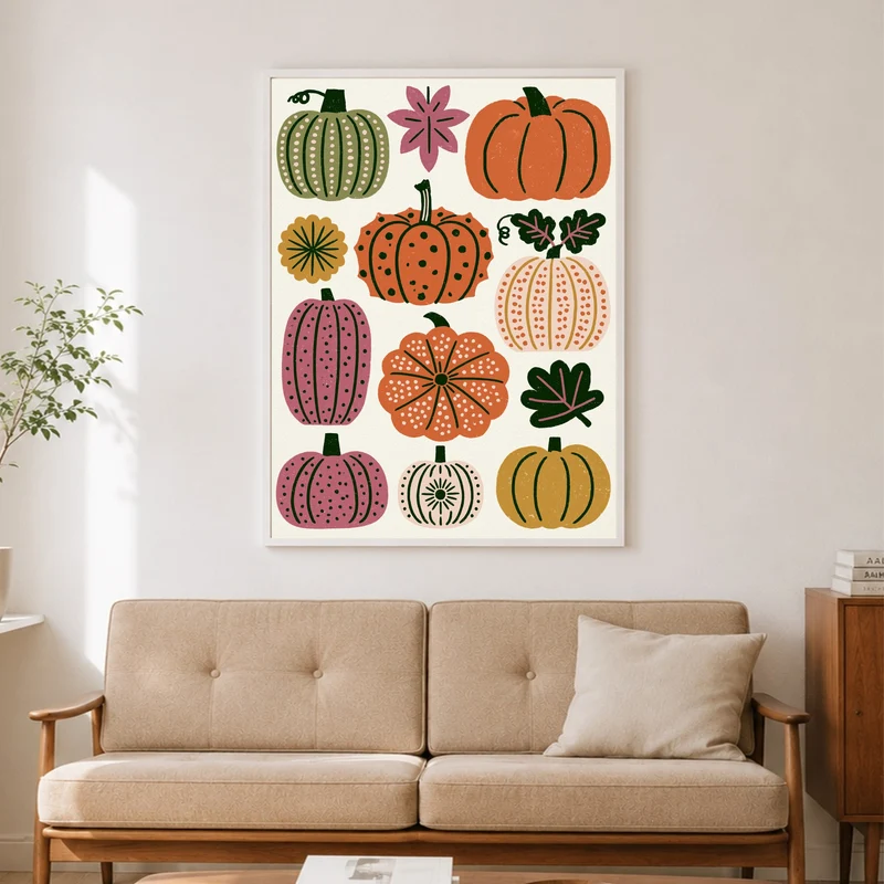 Retro Kürbisse im Herbst Poster