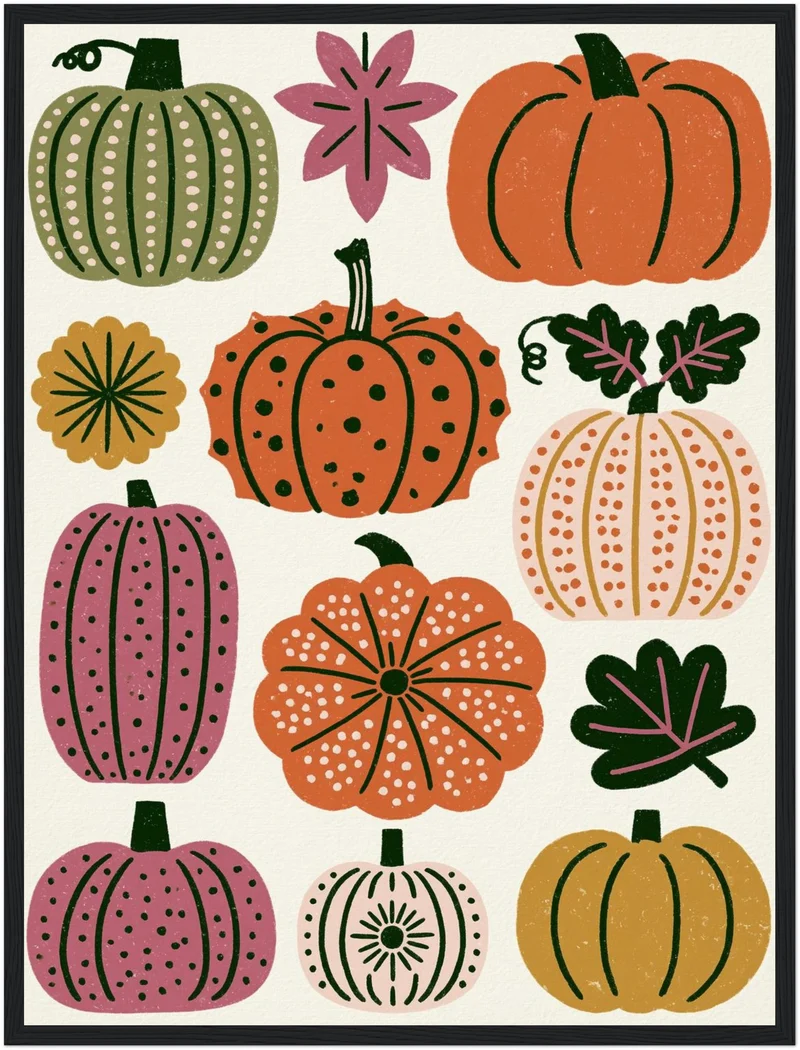 Retro Kürbisse im Herbst Poster