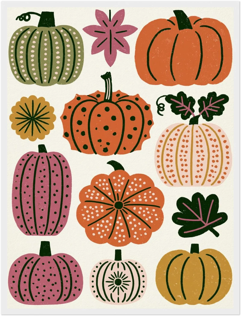 Retro Kürbisse im Herbst Poster