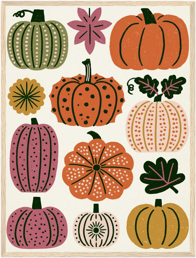 Retro Kürbisse im Herbst Poster