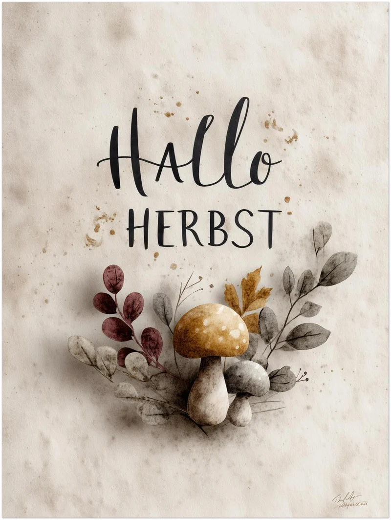 Hallo Herbst mit Pilzen Leinwand