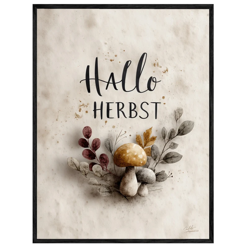 Hallo Herbst mit Pilzen Leinwand