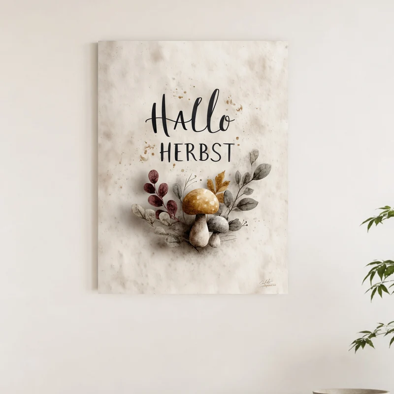 Hallo Herbst mit Pilzen Poster