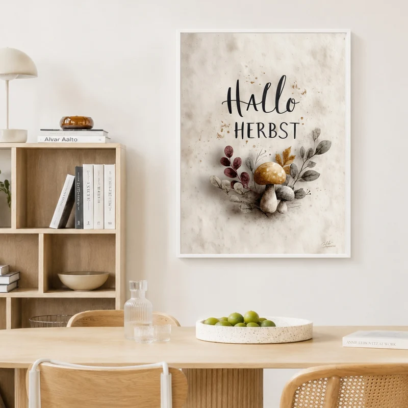 Hallo Herbst mit Pilzen Poster