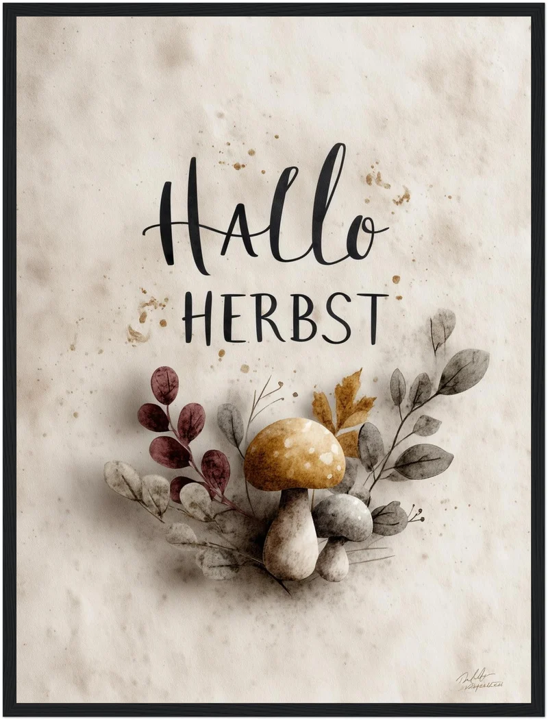 Hallo Herbst mit Pilzen Poster