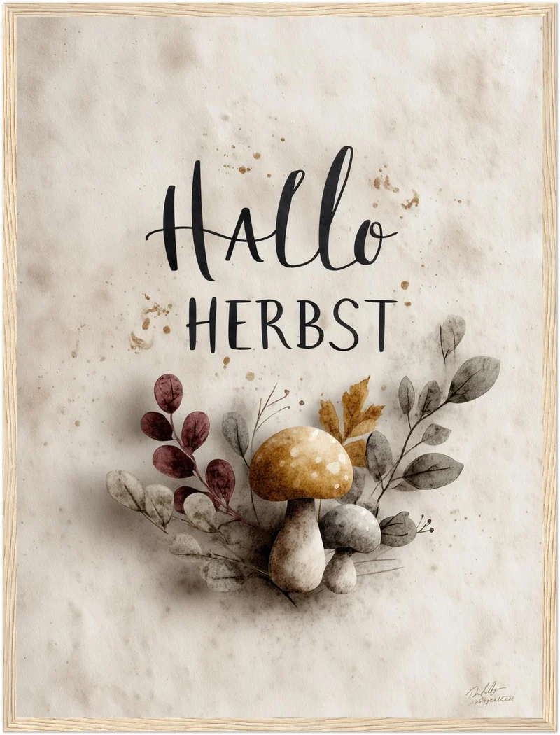 Hallo Herbst mit Pilzen Poster