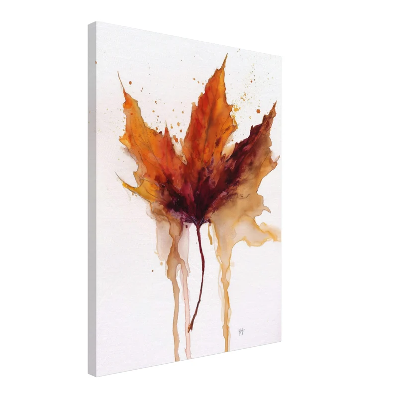 Herbstblatt im Wasserfall Leinwand