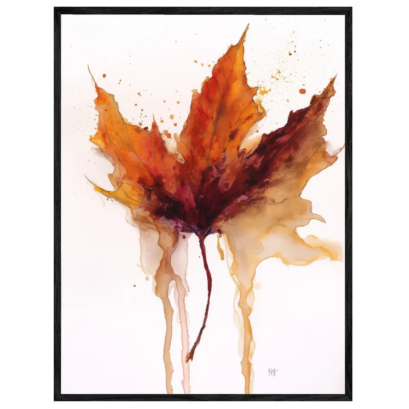 Herbstblatt im Wasserfall Leinwand