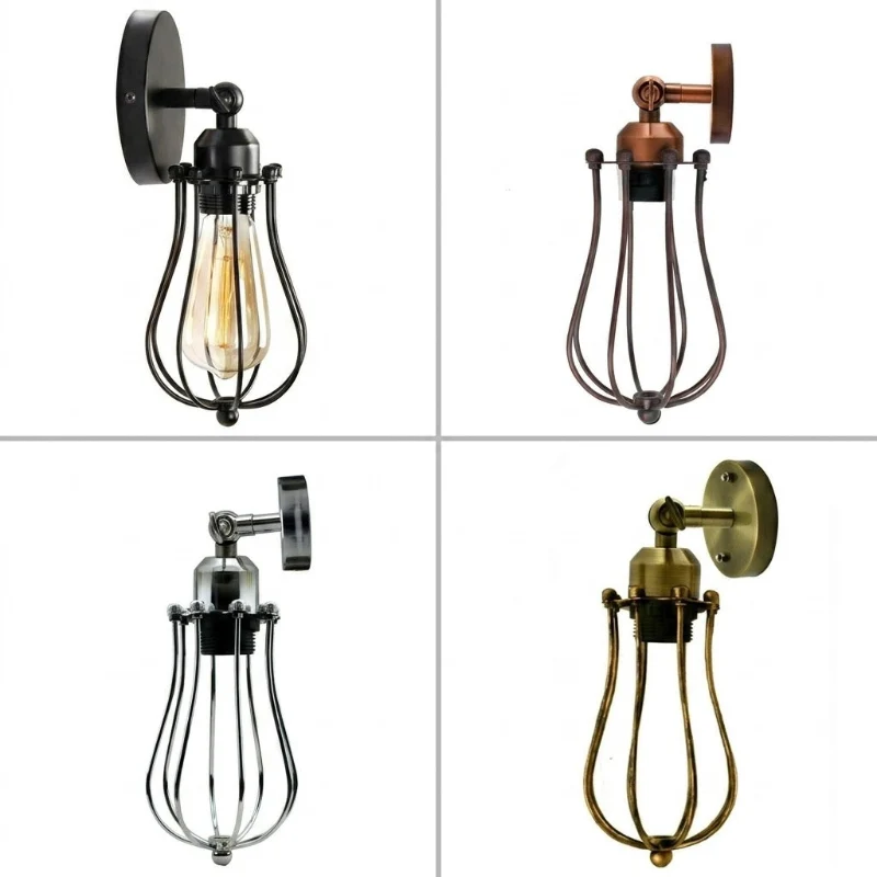 Vintage Wandleuchte E27 Industrie Wandlampe Drahtkorb ~3818