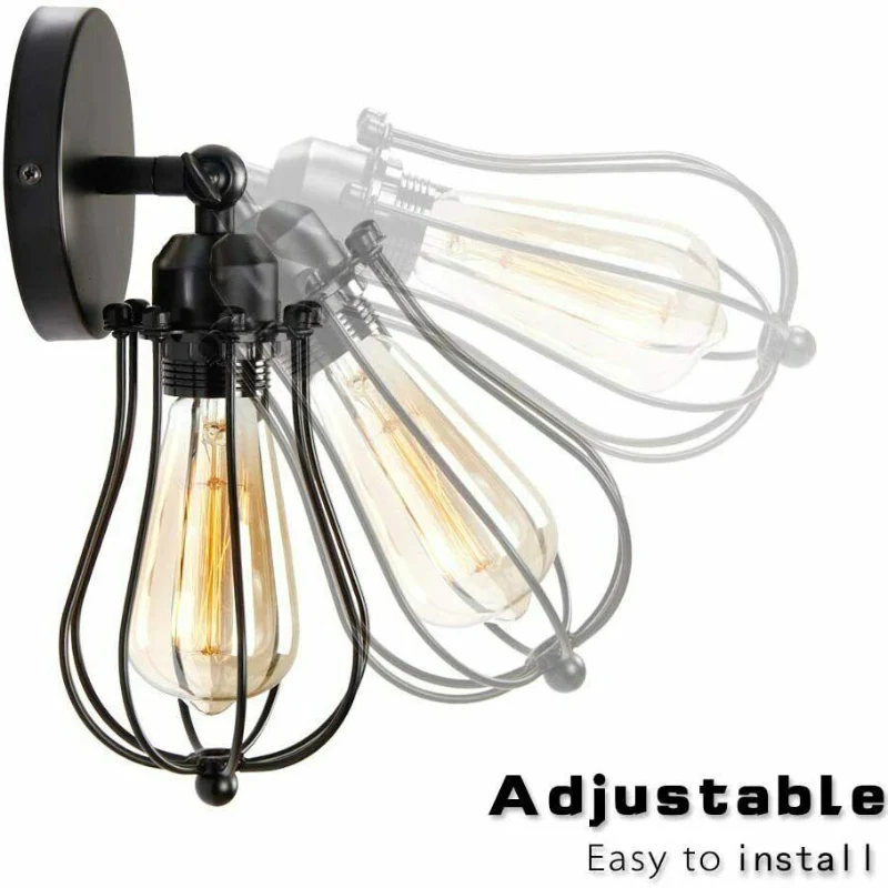 Vintage Wandleuchte E27 Industrie Wandlampe Drahtkorb ~3818