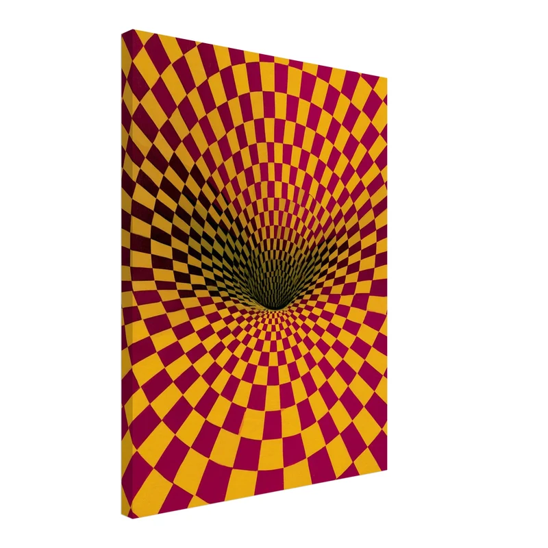Psychedelic Leinwand Set – Spirale & Schachbrett (3er)