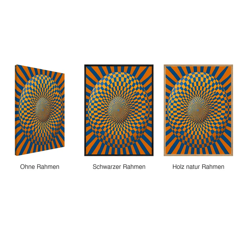 Psychedelic Leinwand Set – Spirale & Schachbrett (3er)