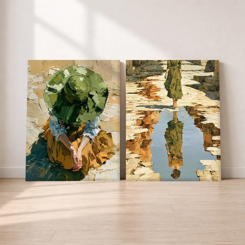 Malerei Leinwand Set – Frau & Spiegelung (2er)