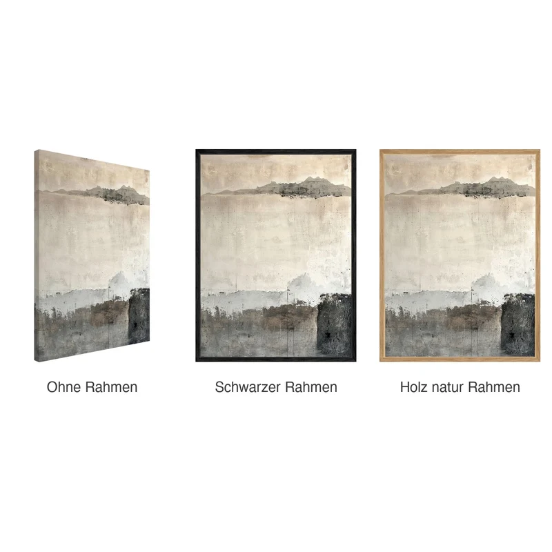 Abstrakte Landschaft Leinwand Set – Grau & Braun (2er)