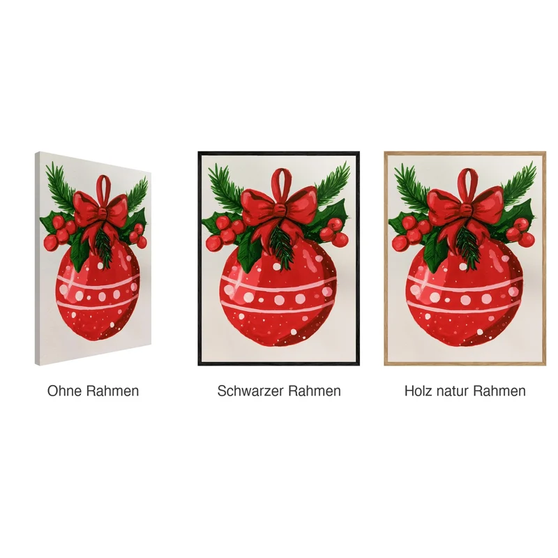 Weihnachten Leinwand Set – Rot & Retro (3er)