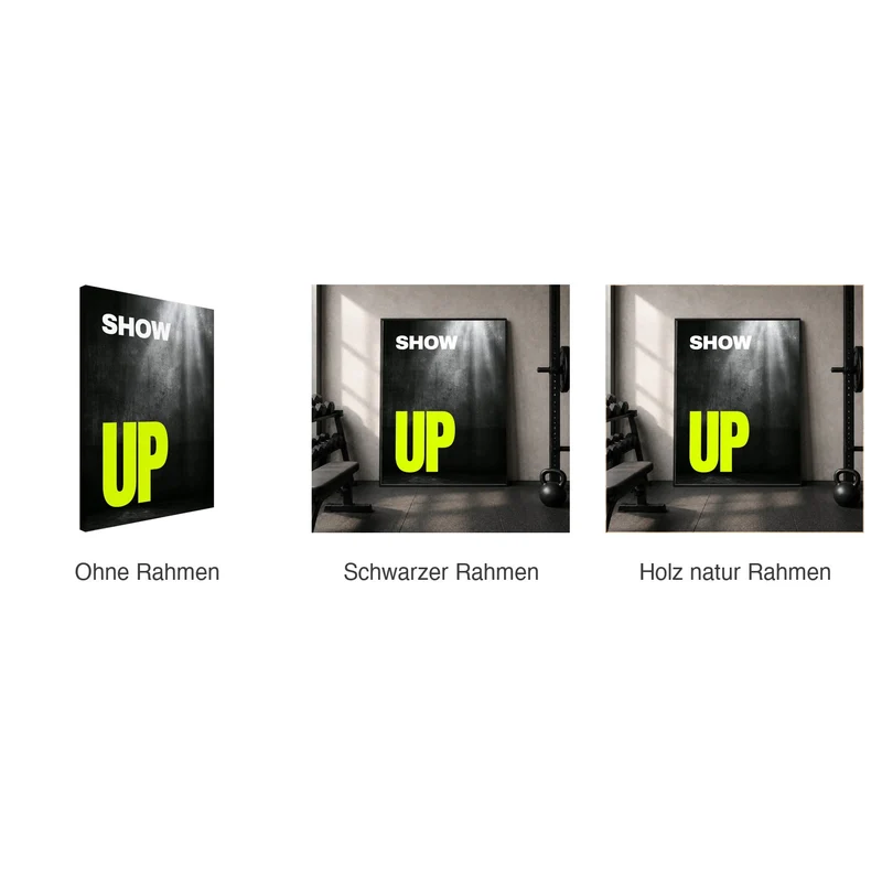Motivation Leinwand Set – Neon auf Schwarz (3er)