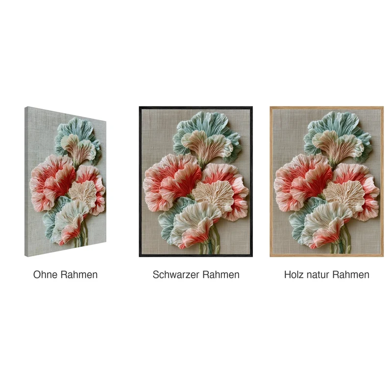 Stickerei Leinwand Set – Blüten in Pastell (2er)