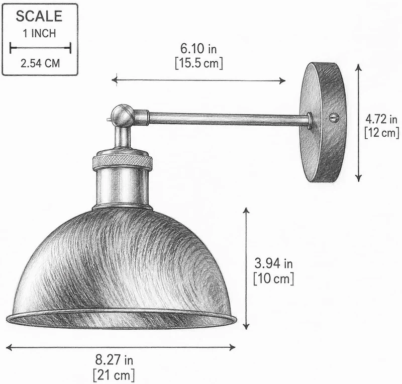 Gelenk Wandleuchte Schwarz – Industrie Loft Nachttisch Leselampe | Ø21cm | E27 ~3924