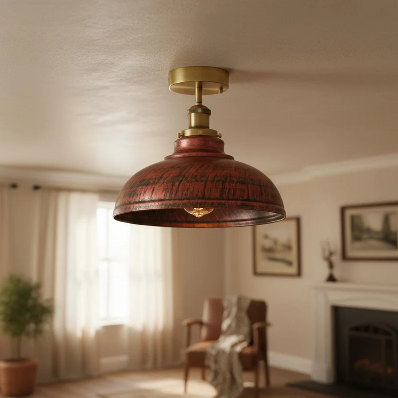 Industrie Deckenleuchte – Vintage Unterputz Halbschalen Lampe | Ø29cm | E27 ~3922
